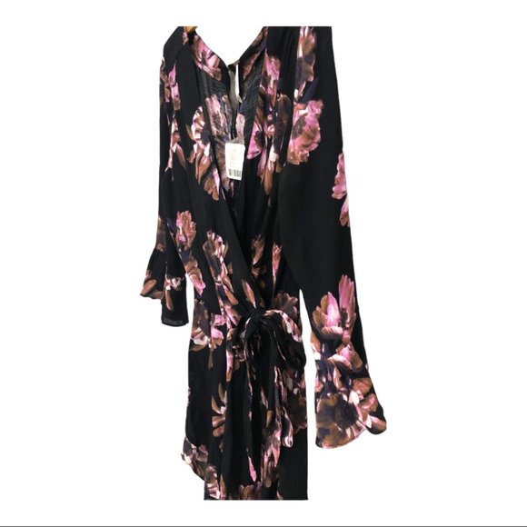 NWT Free People Black with Pink Floral Print Romper Size M - Picture 4 of 15